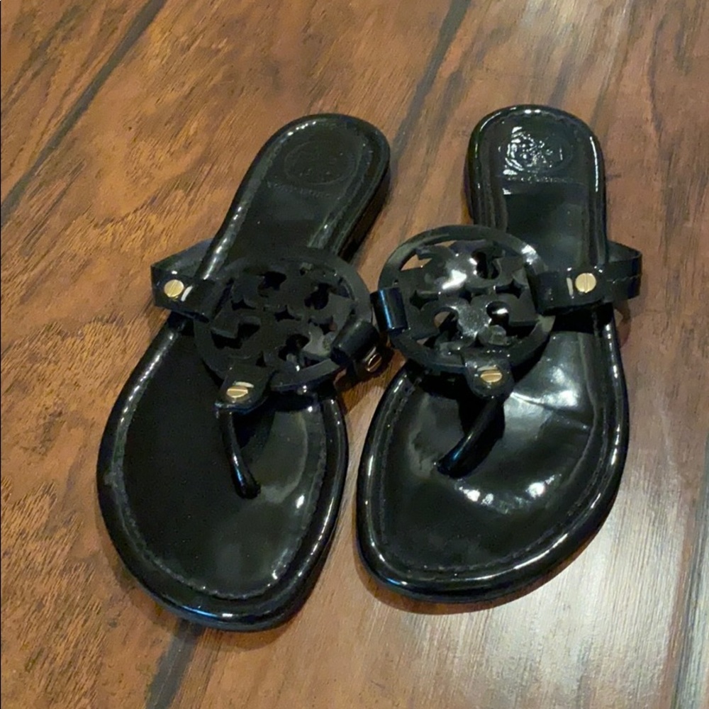 Black Patent Leather Tory Burch Sandals Size 7.5